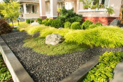 East meets West, a classic bungalow is nestled in a Japanese infused garden by Cambium Inc.