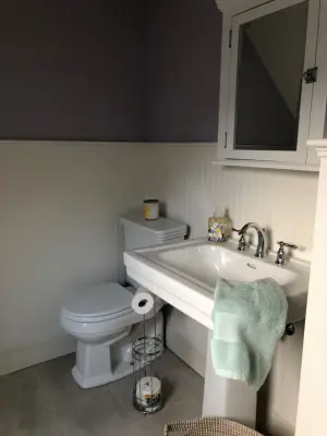 Inclined Ceiling Restroom — Kitchen Remodeling project by Lynne Gushee Designs