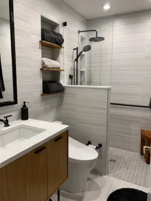 Compact Modern Complete Bathroom by Lifestyle Kitchen & Bath Design, LLC