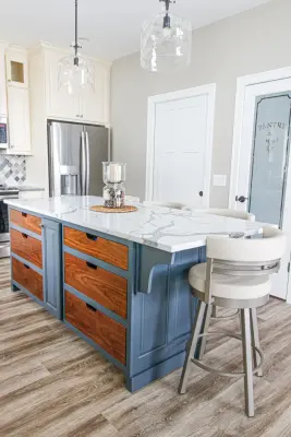 Blue Island Transitional Kitchen by Traci Rauner Design