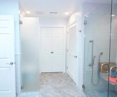 Inviting and Elegant Master Bathroom in Carlsbad by Lori Ramsay Design