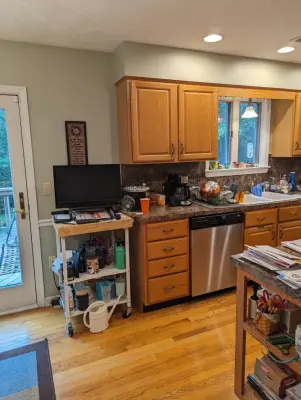 Harrisburg, PA Kitchen Renovation with Warm White and Wood Elements by Stacey Kocevar Designs, LLC