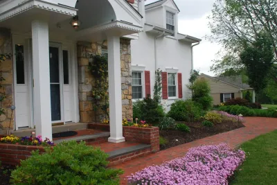 Colonial Entrance & Natural Stone Patio — Landscape Design project by GLDesigns in Ambler