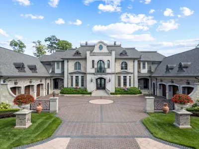 Orchard Lake Limestone Chateau — Landscape Design project by Great Oaks Landscape Associates Inc.