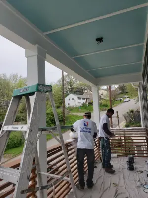Porch pillars and a lovely sky blue ceiling — House Painting Services project by Nash Painting