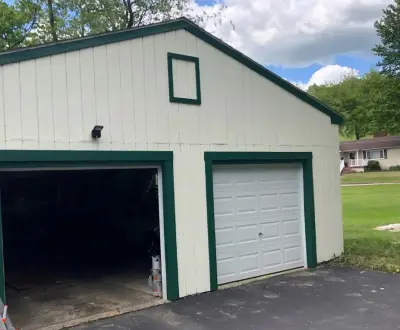 Exterior Painting in White and Green — House Painting Services project by Highland Painting Services