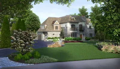 French Chateau - 3D Visualization of Home Remodel and Landscape Architecture by Harmony Design Group