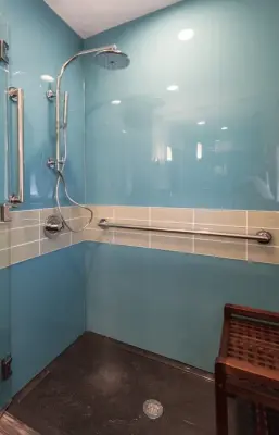 Shimmering Lustrolite Bathroom by Dana King Design Build Remodeling