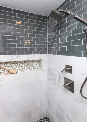 Stunning Marble Luxury Bathroom by Red House Remodeling