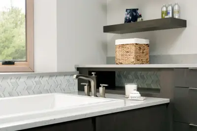 Contemporary Master Suite Renovation: Master Bathroom with Laundry Space by Bluestem Remodeling