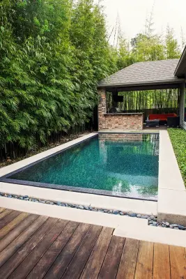 Decorative Concrete Patios with Outdoor Lighting by Outer Image Design