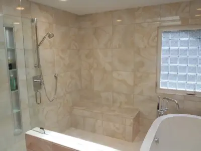 Raleigh NC Senior-Friendly Euro Shower and Tub by Paradise Found Construction