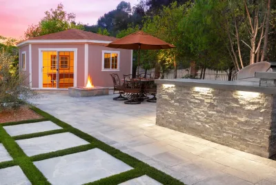 Hardscape with Accent Turf by Pacific Outdoor Living