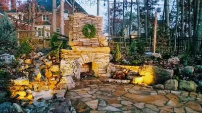 Outdoor Living Fireplace by Plant Man