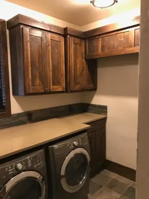 Shadowed Alder Cabinets for Mudroom and Laundry Room — Kitchen Remodeling project by Cedar Mountain Woodwrights