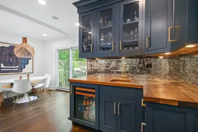 Glen Ridge, NJ Transitional Kitchen Design in Gray and Blue — Kitchen Remodeling project by NJ Kitchens And Baths