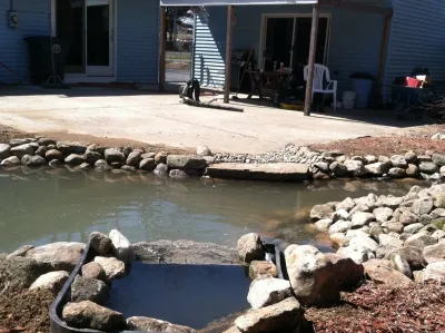 Moore: Rebuild pond damaged by Hurricane - Milford — Landscape Design project by TJB-INC Landscape & Drainage Contractor