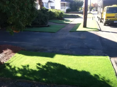 Synthetic Front Lawn Installation - Wallingford — Landscape Design project by TJB-INC Landscape & Drainage Contractor