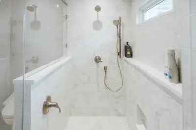 Modern Bathroom in Littleton White by Dawn Willis, Great Spaces Inc.