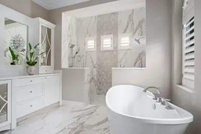 Mediterranean Master Bathroom — Kitchen Remodeling project by DaVinci Kitchens, Bath, & Cabinetry