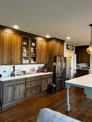 Medallion Silverline Jackson Hickory (French Roast) and Maple (Seagrass) — Kitchen Remodeling project by The Kitchen Place