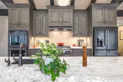 Chesapeake Distressed Driftwood Alder Flush Inset Showplace — Kitchen Remodeling project by The Kitchen Place
