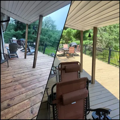 Milford Home Deck Stain SW Banyan Brown — House Painting Services project by Valiant Home Services LLC