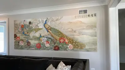 Living room enhancement through wallpaper mural installation — House Painting Services project by Active Painting