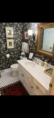Visitor Bathroom Wall Covering by Sommers Painting & Wallpapering LLC