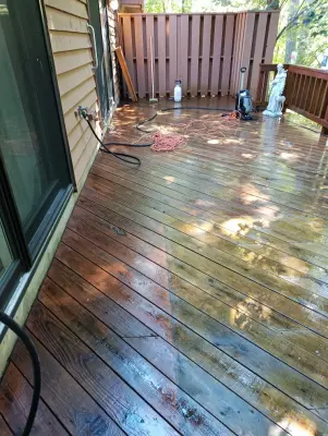 Deck Cleaned, Stained, and Sealed — House Painting Services project by Magical Maintenance Services