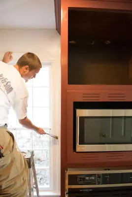 Cabinet Finish Transformation - Before & After — House Painting Services project by H.J. Holtz And Son, Inc.