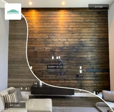 Timber Feature Wall & Study/Workspace — House Painting Services project by Precision Painting