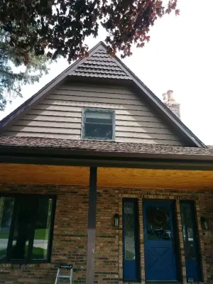 Installation of Exterior Porch Ceiling and Cedar Oil Stain in Winfield, IN — House Painting Services project by Calumet Painting & Restoration