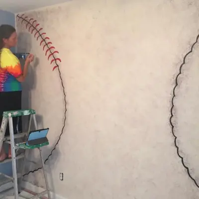 Youth Baseball Wall Mural — House Painting Services project by Gina's Artistry & Painting