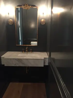 Satin Brushed Impervo Oil for a Powder Room by Jason Bertoniere Painting Contractor