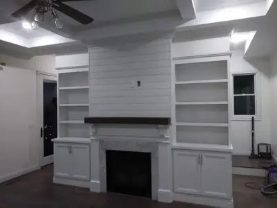 Integrated Bookshelf Restoration — House Painting Services project by Tucker & Co. Painting LLC