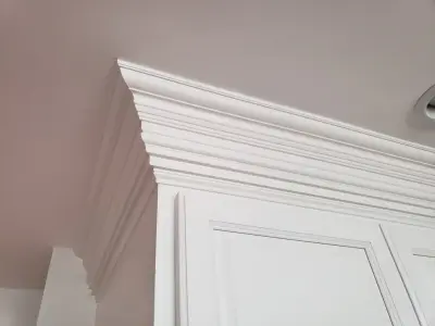 White Finish for Integrated Media Cabinet — House Painting Services project by Top Notch Painting LLC