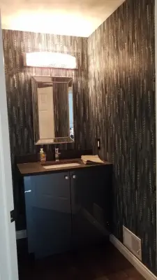 Feathered Powder Room Installation — House Painting Services project by Abode Couture LLC