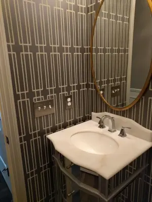 Glitter Sand Powder Room Installation — House Painting Services project by Abode Couture LLC