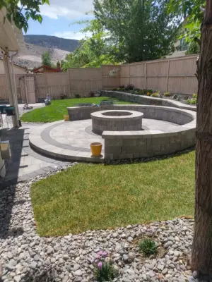 Compact fire pit — Landscape Construction project by Jefe's Landscaping