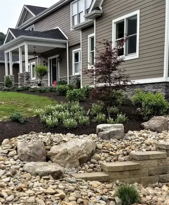 Entrance Landscape, Pathway, and Driveway by Blue Fox Landscape Design Inc