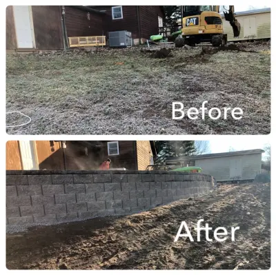 Outdoor Retaining Wall — Landscape Construction project by Rhino Excavation