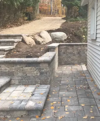 Lakefront Cottage Steps at Walloon Lake, Petoskey MI by Michigan Pete Landscaping