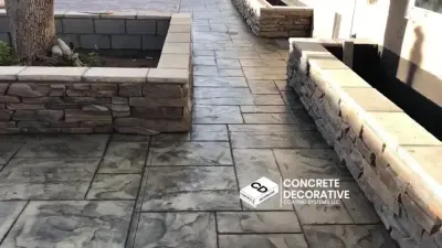 Timber Board and Garden Bed by Concrete Decorative Coating Systems