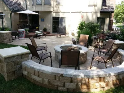 Patio/Firepit — Landscape Construction project by Green Lawn, Inc.