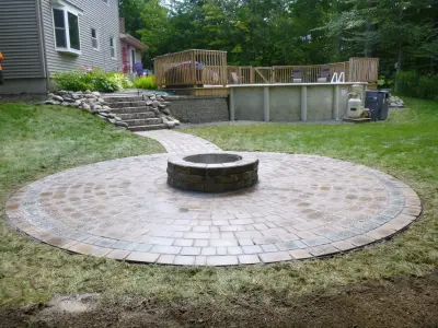 Outdoor Fireplace and Stone Pathway by Marlinski Landscape & Stone Work