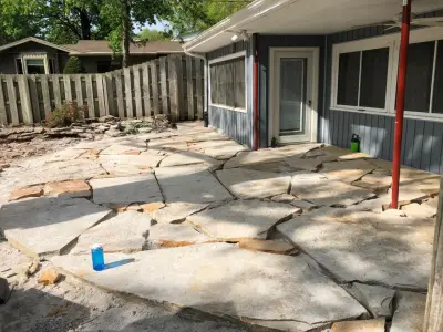 Stone Patio Made from Nature — Landscape Construction project by Yoder Lawn