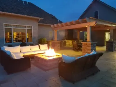 Backyard Oasis with Swimming Pool — Landscape Construction project by Outdoor Innovations