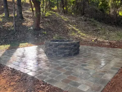 Patio Pavers with Fire Pit — Landscape Construction project by CLT Pros