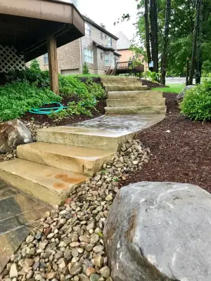 Outdoor Seating and Stairway — Landscape Construction project by Blue Fox Landscape Design Inc